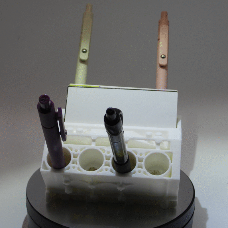 Corvette Engine Block Business Card and Pen Holder – Stylish Corporate Gift for Office Desk Elegance - Image 3