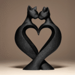 3D Printed Cat Love Decor Statue | Premium Home & Office Showpiece | Modern Table Decoration Gift for Companies & Events