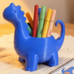 3D Printed Dinosaur Pen Holder & Mini Planter – Cute Desk Organizer for Students, School Projects, Office & Gift Use
