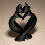 3D Printed Cat Love Decor Statue | Premium Home & Office Showpiece | Modern Table Decoration Gift for Companies & Events - Image 3
