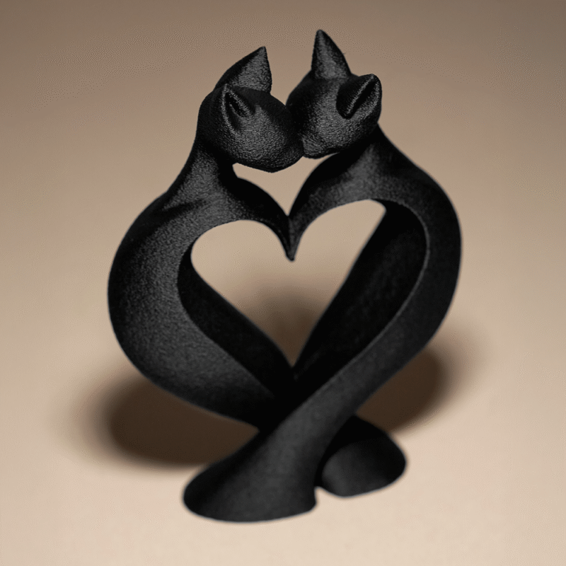 3D Printed Cat Love Decor Statue | Premium Home & Office Showpiece | Modern Table Decoration Gift for Companies & Events - Image 3