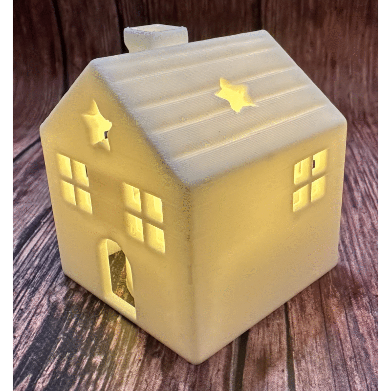 Tiny Christmas Tealight House – 3D Printed Holiday Decor Gift | Single Color Tealight Lamp for Home & Office - Image 3