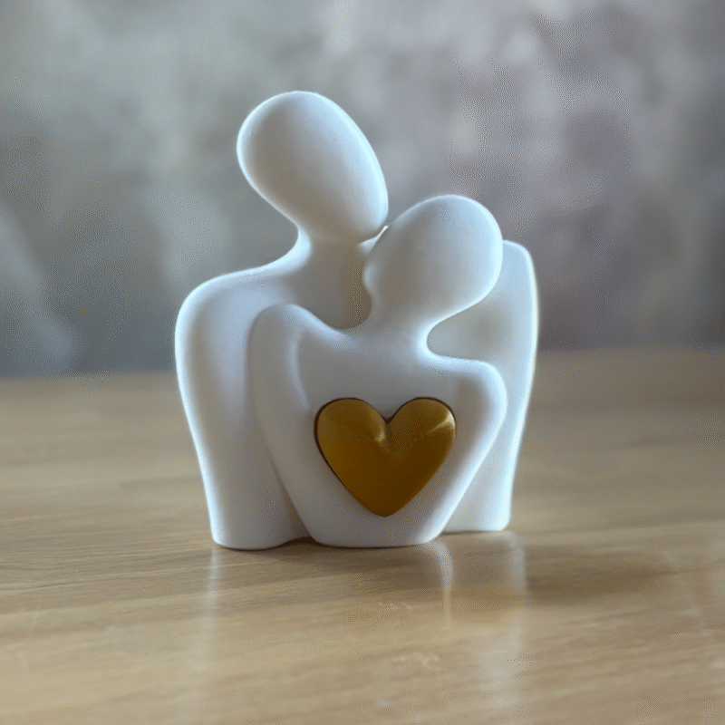 Couple Statue in Love with Heart | Romantic Home Decor Showpiece | Tabletop Figurine for Office Desk & Corporate Gifting 3D Printed - Image 4