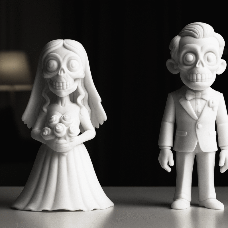 Zombie Bride & Groom Figurine Gift, Halloween Decoration, Horror Theme Desk Showpiece, Unique Birthday Gift, Valentine Day Gift, Corporate Desk Gift, Office Table Gift, Couple Gift, Anniversary Gift, Spooky Collectible, Return Gift, Event Giveaway - Image 3