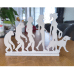3D Printed Human Evolution to Woman Walking Dog Statue, School, Museum, University, Office Decor, Corporate Gift, Company Award, Desk Showpiece, Home Decor, Art Display