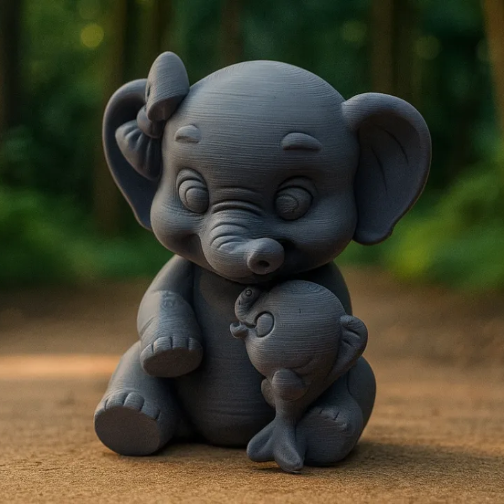 1 Baby Elephant & Fish Friend – Wave Friendship, 3D Printed Cute Gift, Sister Day Gift, Birthday Gift, Sister Gift, Friendship Gift, Kids Room Decor, Home Decor Showpiece, Corporate Gift, Event Giveaway, Desk Decor, Return Gift - Image 1
