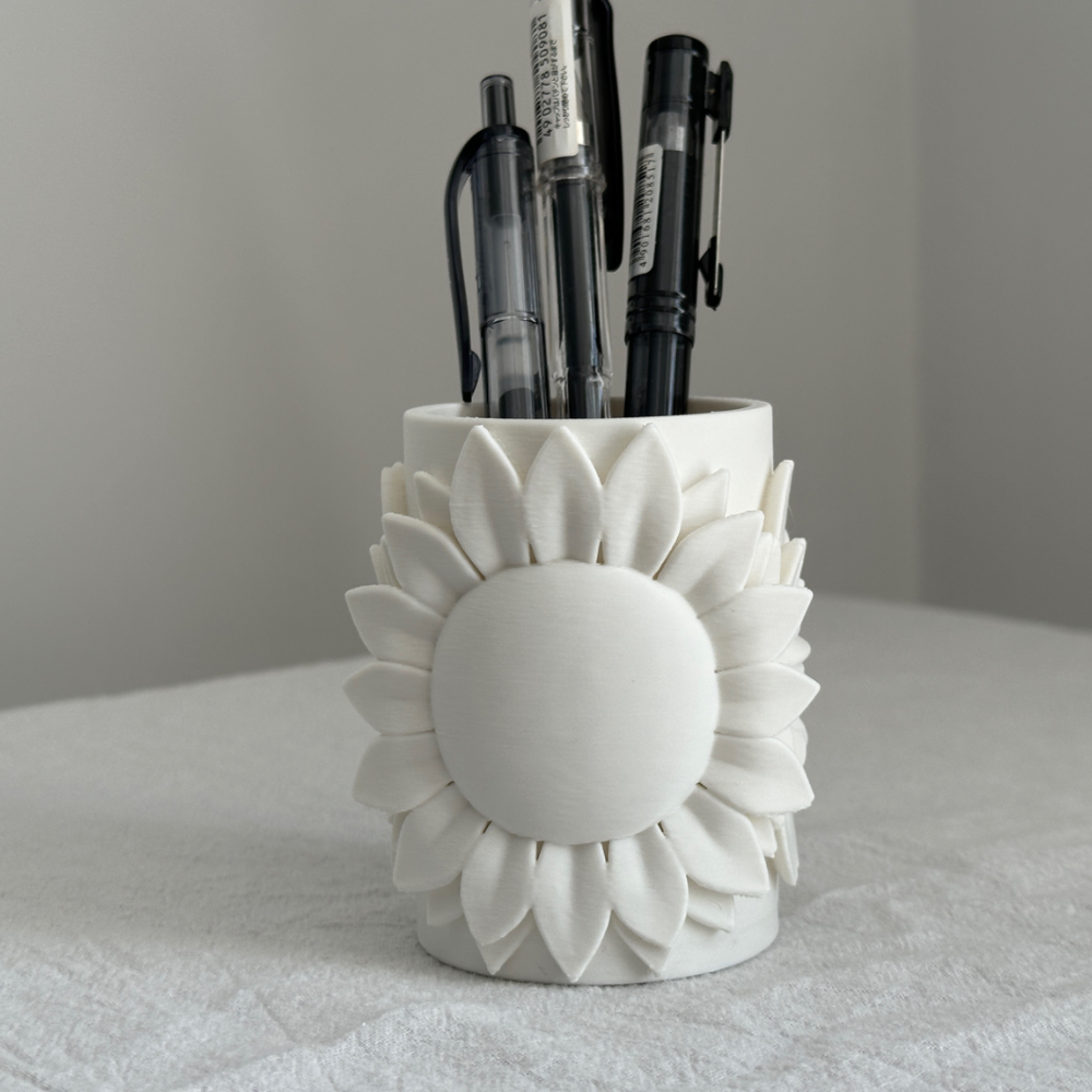 1 3D Printed Sunflower Pen Holder – Flower of Gratitude Gift for Teachers Day, Friendship Day, Birthday, Corporate Gift, Office Desk Decor, Employee Appreciation, Return Gift, Thank You Gift, School Gift, Home Office Organizer - Image 1