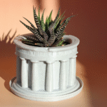 Round Greek Temple Planter with Drip Tray, 3D Printed Home Decor Gift, Spiritual Event Gift, Birthday Gift, Festive Gift, Office Desk Decor, Indoor Plant Pot, Return Gift for Functions, Housewarming Gift, Garden Decor Planter
