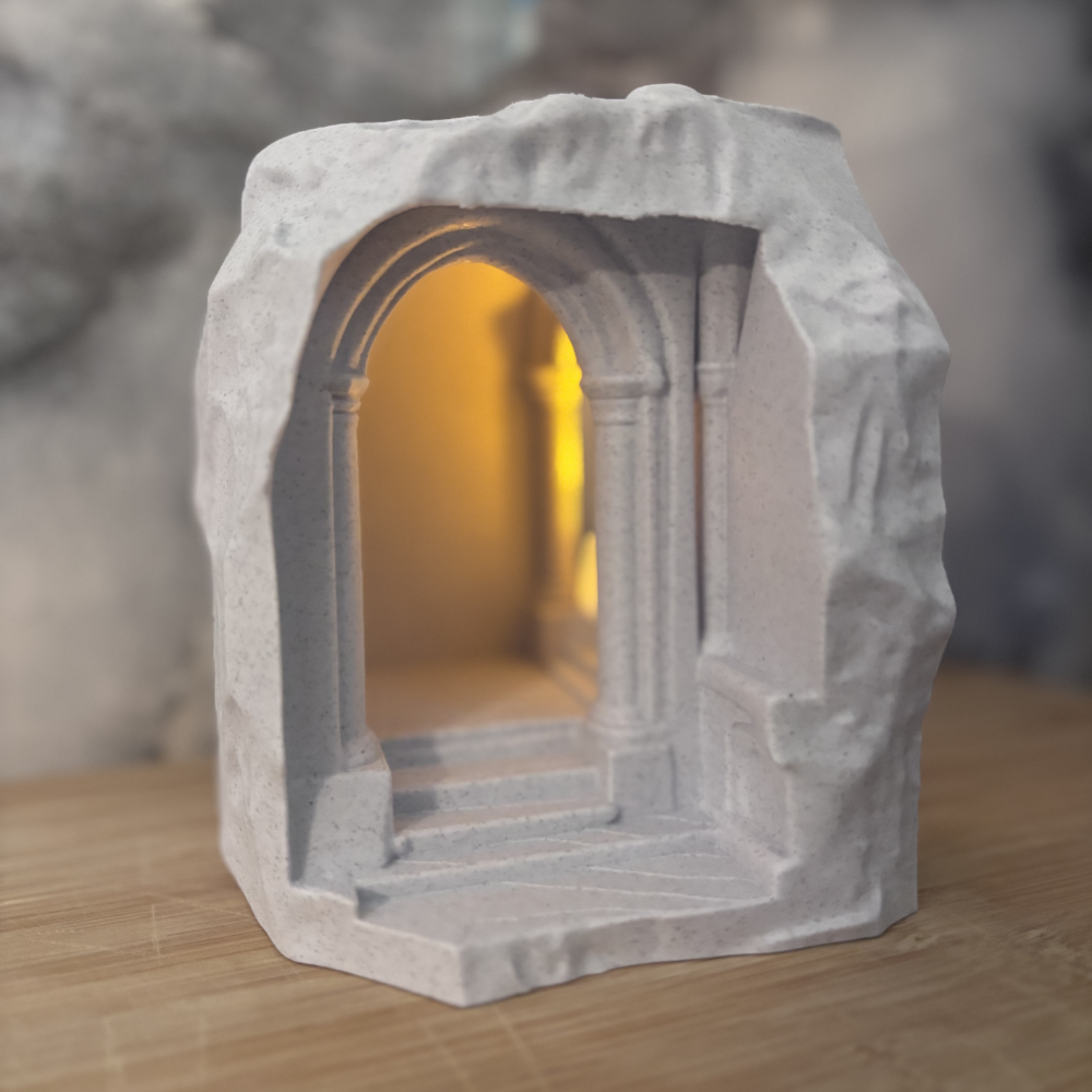 1 Gallery of Stone LED Booknook | 3D Printed Gift for Spiritual Events, Birthday, Anniversary, Corporate Gifts, Home Decor, Office Decor, Festival Gifting - Image 1