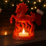 Fire Horse 2026, LED Tealight Holder Sculpture, New Year 2026 Gift, Corporate Gift, Office Desk Decor, Home Decor Showpiece, Festival Decoration, Event Giveaway, 3D Printed Art Piece