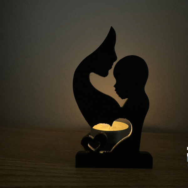 Mothers Day Silhouette Tealight Holder, Family Gift, Give to Mother, Mom Gift, Mother Love Decor, Birth Delivery Hospital Gift, Home Decor Lamp, Tealight Candle Holder, 3D Printed Gift