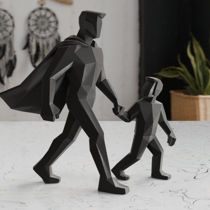 Minimalist Father & Son Statue, Father’s Day Gift, Family Decor, Home Decor, Office Decor, Study Room Decor, Living Room Showpiece, Dad Gift, Son Gift, Emotional Family Sculpture, 3D Printed Decorative Statue - Image 3