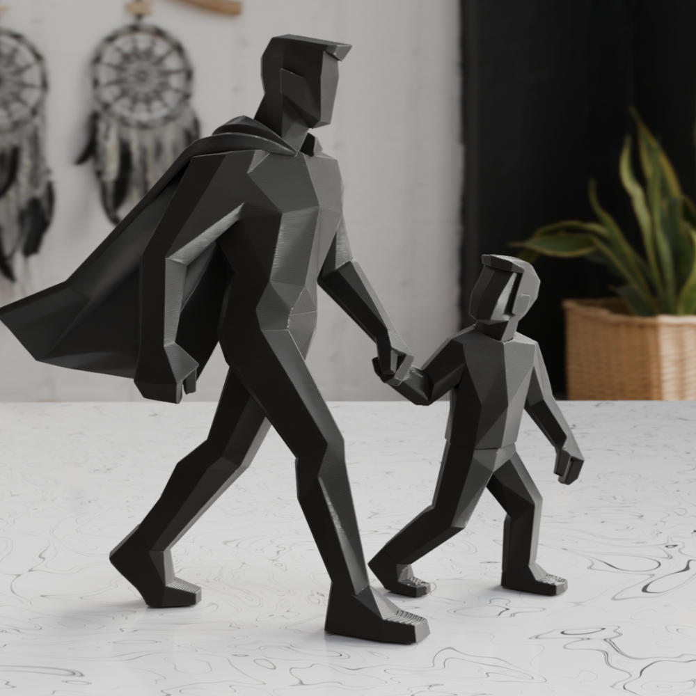 1 Minimalist Father & Son Statue, Father’s Day Gift, Family Decor, Home Decor, Office Decor, Study Room Decor, Living Room Showpiece, Dad Gift, Son Gift, Emotional Family Sculpture, 3D Printed Decorative Statue - Image 1