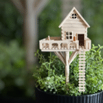 Mini Treehouse with Ladder for Flower Pot, 3D Printed Treehouse Planter, Decorative Plant Holder, Indoor Outdoor Flower Pot Stand, Home Decor Planter, Desk Plant Decor, Garden Pot Accessory, Gift Item