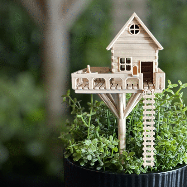 Mini Treehouse with Ladder for Flower Pot, 3D Printed Treehouse Planter, Decorative Plant Holder, Indoor Outdoor Flower Pot Stand, Home Decor Planter, Desk Plant Decor, Garden Pot Accessory, Gift Item