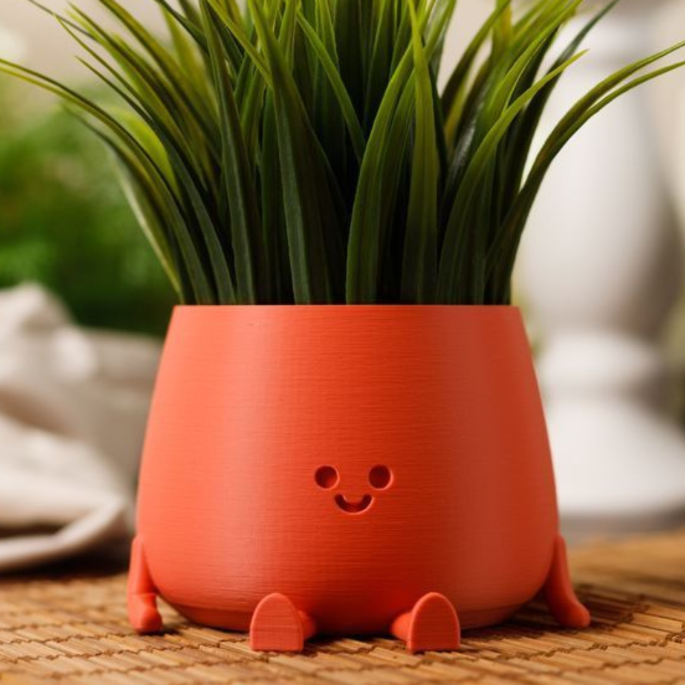 1 Cute Happy Pot, Smiling Plant Pot, Desk Planter Decor, Home Decor Pot, Office Table Planter, Gift Item Pot, Kids Room Decor Pot, 3D Printed Decorative Pot - Image 1