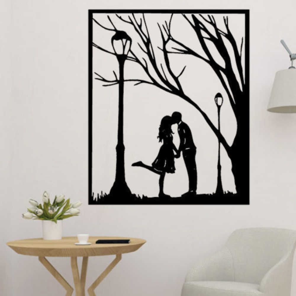 1 Love Under The Trees Wall Decor, Romantic Tree Wall Art, Couple Love Wall Hanging, Bedroom Wall Decor, Living Room Wall Art, Anniversary Gift Decor, Wedding Decor Item, Home Interior Wall Decor, Modern Wall Decoration, 3D Printed Wall Decor - Image 1