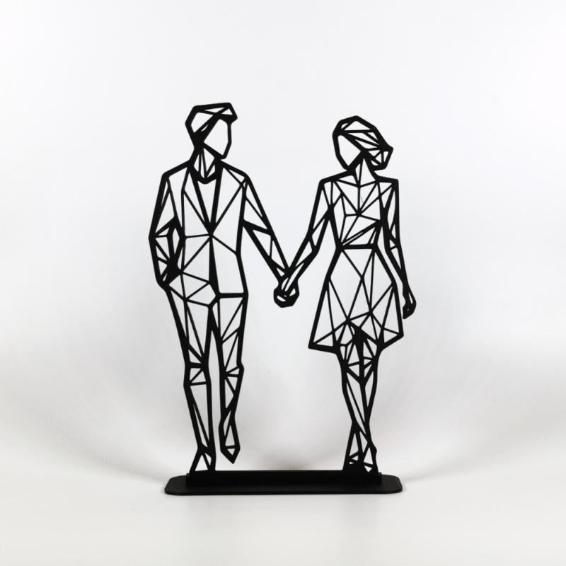 Geometric Low Poly Valentines Couple, 3D Printed Couple Sculpture, Modern Love Decor, Romantic Home Decor, Desk Table Showpiece, Anniversary Gift, Valentine Gift, Wedding Decor Item - Image 3