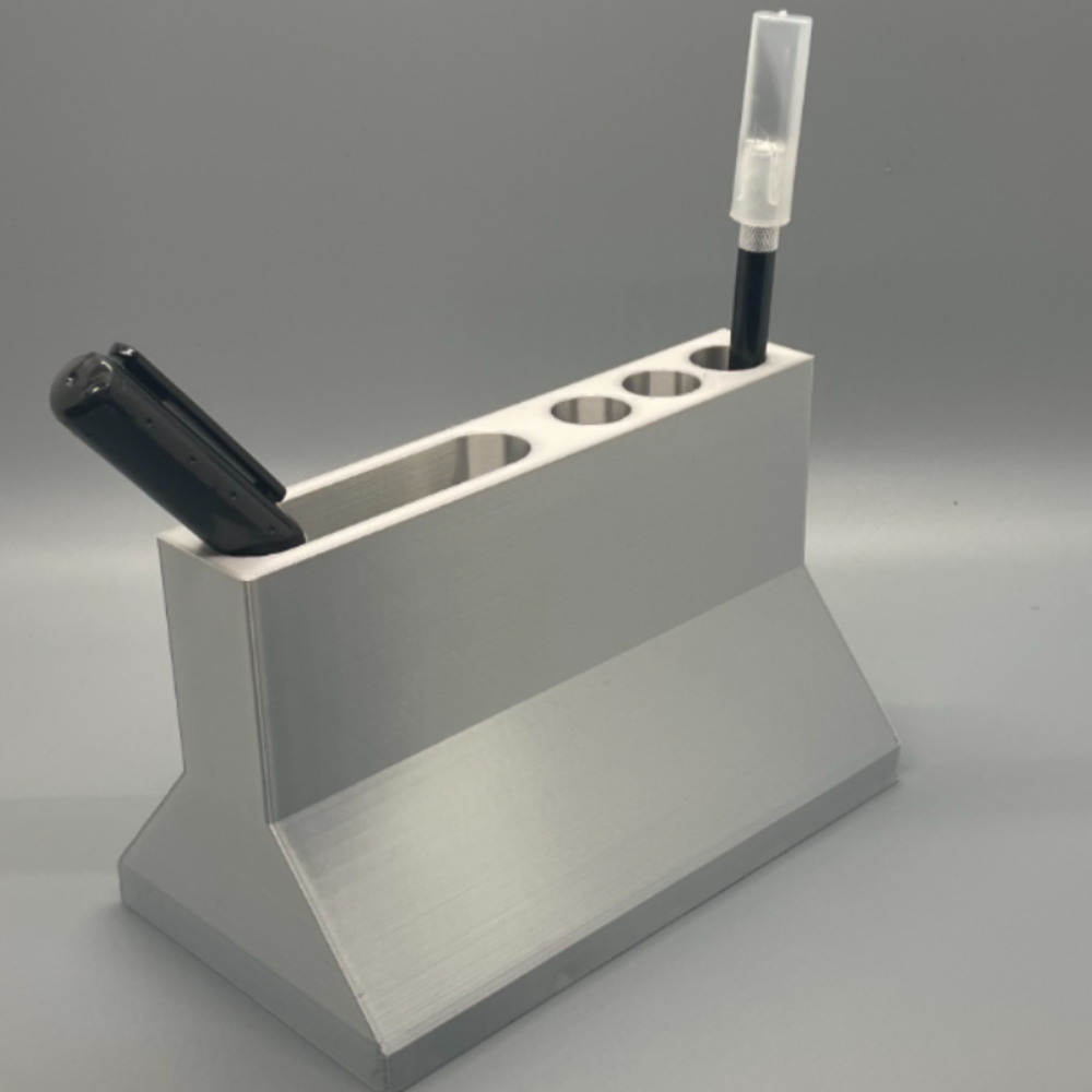 1 Concrete Pencil Holder, Construction Barricade Pen Stand, 3D Printed Desk Organizer, Office Stationery Holder, Corporate Gift, Industrial Gift, Airline Office Gift, Architect Desk Accessory, Engineer Gift, Construction Theme Desk Decor - Image 1