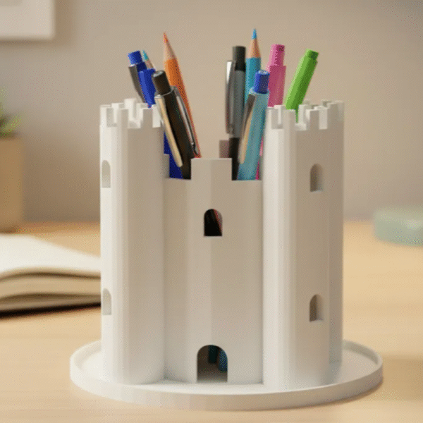 Castle Pen Holder Decoration, Office Desk Organizer, Corporate Gift, Airline Office Decor, Hotel Desk Accessory, School Stationery Holder, Home Office Pen Stand, Executive Table Decor, 3D Printed Desk Organizer