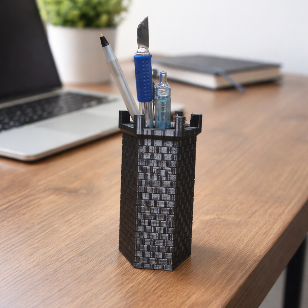 1 Castle Tower Pen Holder, Office Desk Organizer, Corporate Gift, Airline Gift, Hotel Gift, IT Company Gift, Bank Gift, School Gift, 3D Printed Pen Stand - Image 1