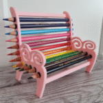 3D Printed Pencil & Crayola Holder Bench – Desk Organizer for Office, Study Room, Library, Home Décor, School Students, Corporate Gifts, Artist & Drawing Accessories