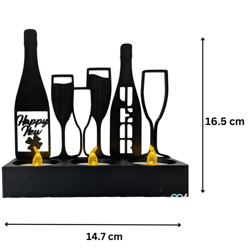 Happy New Year Backlit Tealight Stand, New Year 2026 Gift, Office Desk Decor, Corporate Gift, Industrial Client Gift, Home Decoration, Festival Lighting, Event Giveaway, Custom 3D Printed Lamp Stand - Image 2