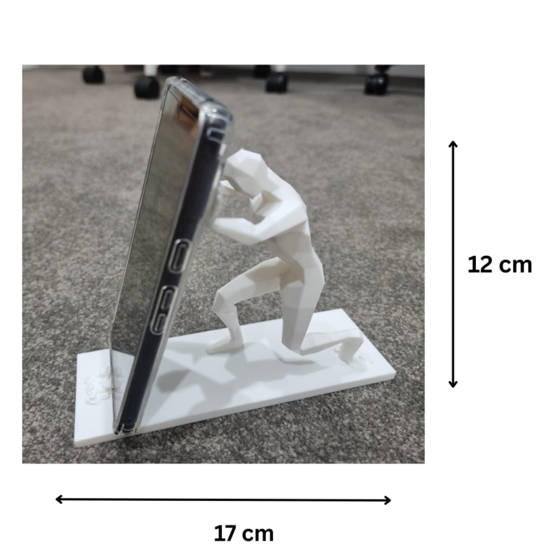 Man Holding Phone Stand, Mobile Holder for Office Desk, Corporate Gift, Industrial Gift, Employee Gift, Gym Desk Stand, Work From Home Accessory, Phone Stand for Video Calls, Mobile Stand for Study Table, Promotional Gift Item, 3D Printed Phone Stand - Image 2
