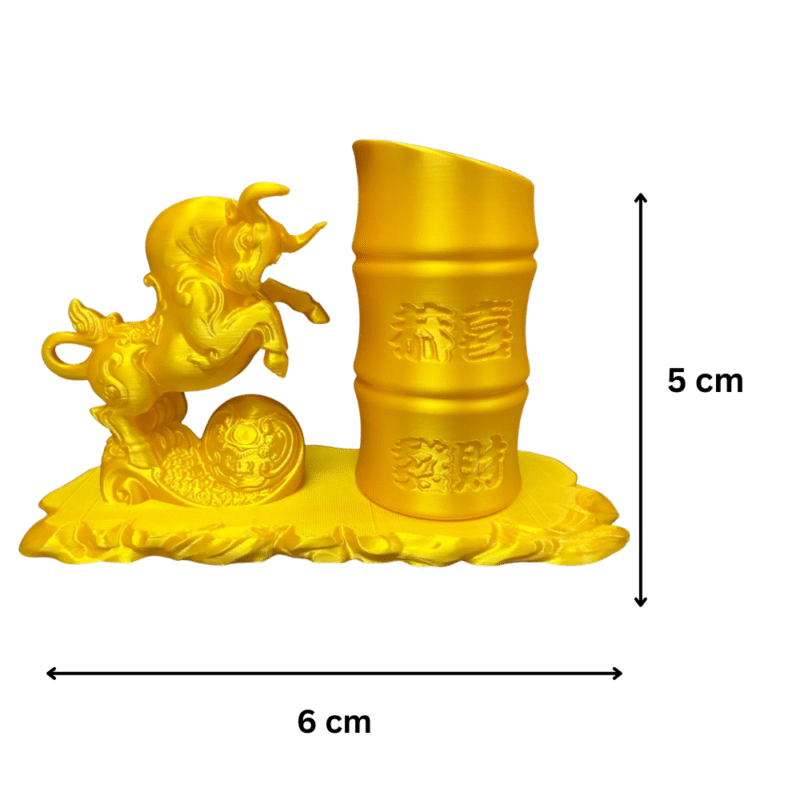 Bull Fortune Pen Holder Ornament, Office Desk Organizer, Corporate Gift, Executive Table Decor, Airline Office Gift, Banking Office Decor, IT Company Desk Gift, Business Promotion Gift, 3D Printed Desk Accessory - Image 2