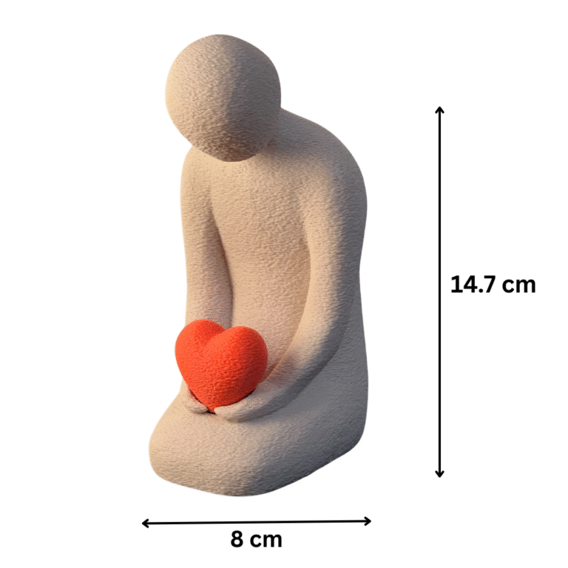 Minimalist Sculpture: Love's Embrace Figurine with Red Heart for Office, Home, Library, Reading Room, Hospitals, Clinics, Reception, Hotels, Corporate Desk, Study Table, Living Room, Bedroom, Valentine Day Gift, Anniversary Gift, Couple Gift, Showpiece Decor, Corporate Gifting, Company Events, Employee Appreciation, Client Gifting - Image 2