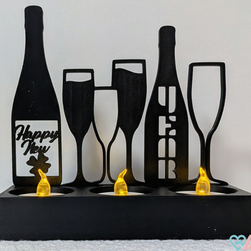 Happy New Year Backlit Tealight Stand, New Year 2026 Gift, Office Desk Decor, Corporate Gift, Industrial Client Gift, Home Decoration, Festival Lighting, Event Giveaway, Custom 3D Printed Lamp Stand - Image 3