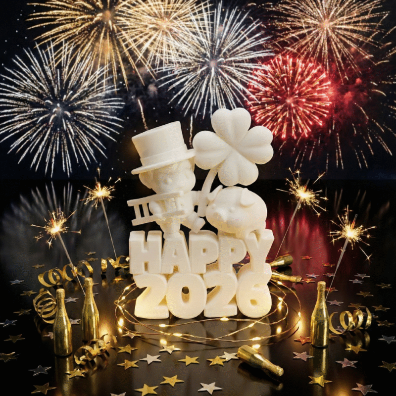 HAPPY NEW YEAR 2026, new year decor, new year gift, family celebration decor, office desk decor, home decoration item, festive tabletop showpiece, 3d printed new year decor - Image 3