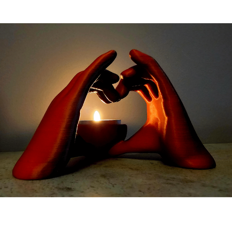 2 Hands Heart Candle Holder – Premium 3D Printed Gift for Corporate, Valentine’s Day & Home Décor - Image 3