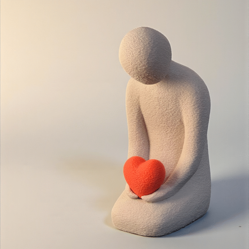 Minimalist Sculpture: Love's Embrace Figurine with Red Heart for Office, Home, Library, Reading Room, Hospitals, Clinics, Reception, Hotels, Corporate Desk, Study Table, Living Room, Bedroom, Valentine Day Gift, Anniversary Gift, Couple Gift, Showpiece Decor, Corporate Gifting, Company Events, Employee Appreciation, Client Gifting - Image 3