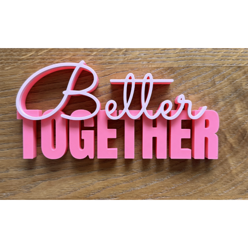 3D Printed Lettering Better Together Gift, birthday gift, anniversary gift, valentine day gift, wedding gift, engagement gift, couple gift, corporate gift, office desk decor, company event gift - Image 3