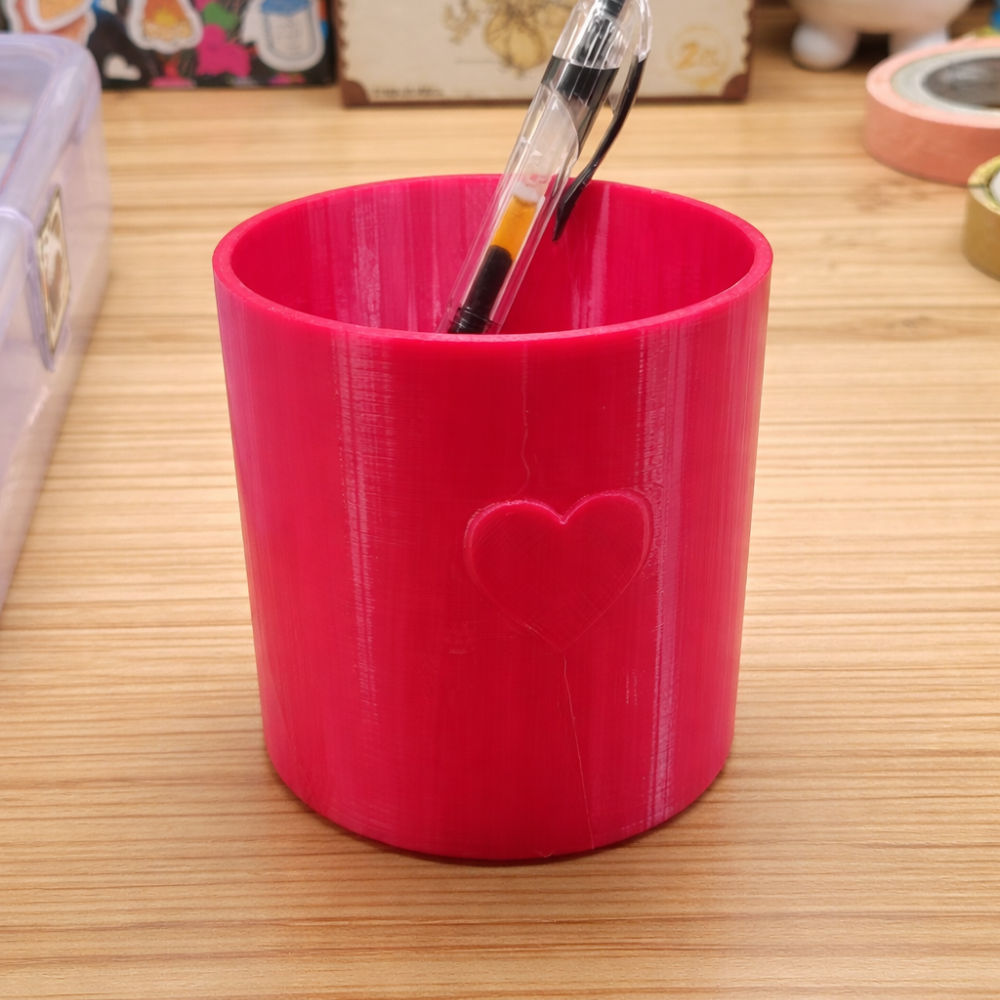 1 Love Heart Pen Holder 3D Printed Desk Organizer, Romantic Gift, Valentine Gift, Anniversary Gift, Birthday Gift, Office Desk Decor, Home Decor, Table Organizer, Stationery Holder, Study Table Gift, Return Gift, Couple Gift, Friendship Gift, Teacher Gift, Handmade Style Utility Gift - Image 1