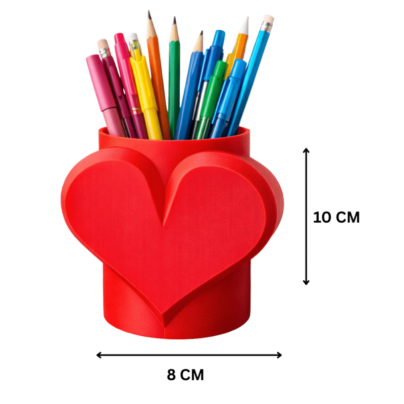Heart-Shaped Pen Holder, 3D Printed Desk Organizer, Office Table Pen Stand, Study Table Holder, Home Decor Gift, Corporate Desk Accessory, Workspace Storage - Image 2