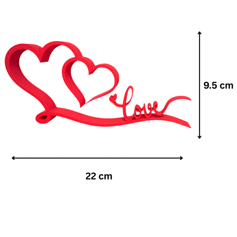Valentine’s Day Two Hearts Love 3D Printed Decor, Romantic Couple Gift, Anniversary Gift, Wedding Gift, Home Decor, Bedroom Decor, Tabletop Decor, Valentine Gift, Love Showpiece - Image 2