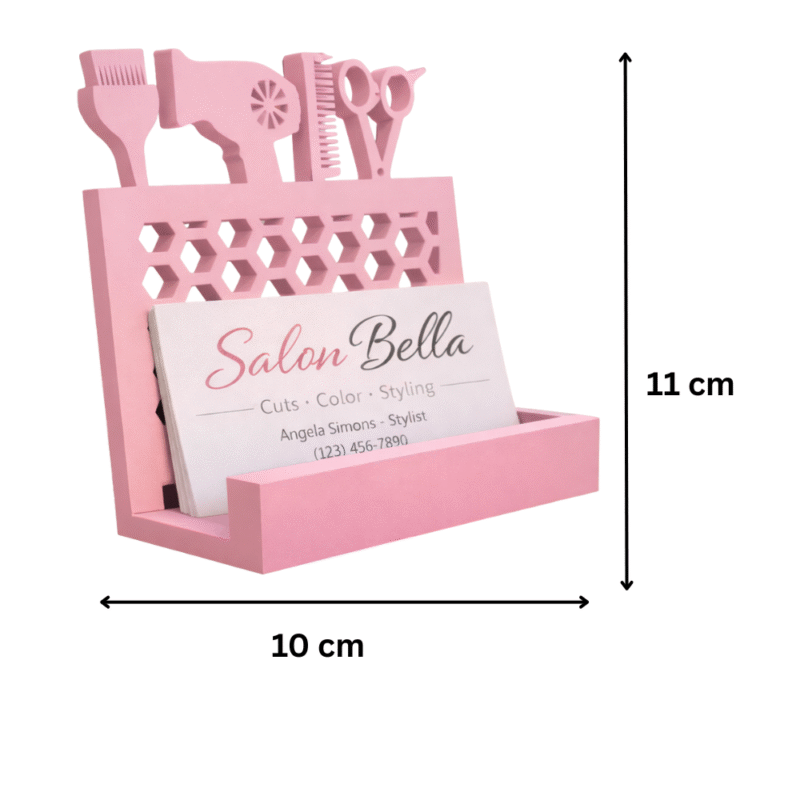 Hair Stylist Business Card Holder, Salon Desk Card Stand, Barber Shop Counter Display, Hairdresser Visiting Card Holder, Reception Table Organizer, 3D Printed Salon Decor Gift - Image 2