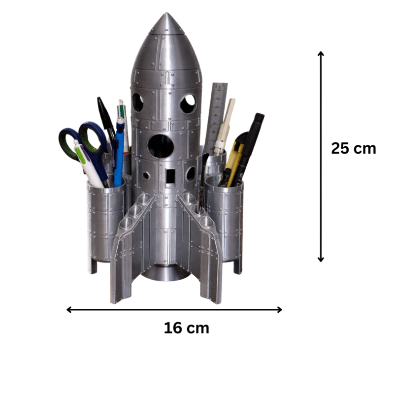 Rocket Pencil Pot Office Organizer, Desk Pen Holder for Office Home Study Table, 3D Printed Stationery Organizer for Students Teachers Engineers Designers, Workspace Storage for Pens Pencils Markers - Image 2