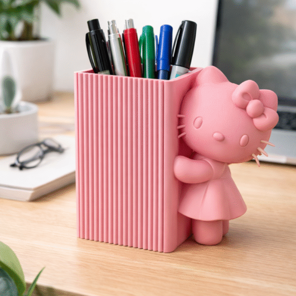 Hello Kitty 3D Printed Pen Holder, Desk Organizer, Office Stationery Stand, Cute Cartoon Storage Holder, Gift for School, Home, Office, Kids Room, Study Table, Corporate Gifting, Return Gifts, Birthday Gifts