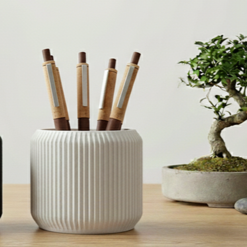 1 Pen Holder Modern Ribbed Design, Desk Organizer, Office Stationery Stand, Study Table Pen Stand, Corporate Gift, Employee Joining Gift, Promotional Business Gift, IT Company Gift, 3D Printed Desk Accessory - Image 1