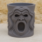 Shadow Scream Gloomy Horror Mug Planter, Gothic Skull Cup, Spooky Desk Decor, Halloween Gift, Creepy Home Decor, 3D Printed Horror Planter