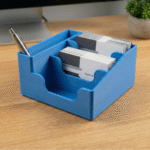 Gridfinity Tiered Business Card & Pen Holder – 3D Printed Office Desk Organizer, Corporate Gift, Office Utility, Reception Desk, Sales Desk, HR Desk, Workstation, Startup, Manufacturing, IT, Banking, Real Estate