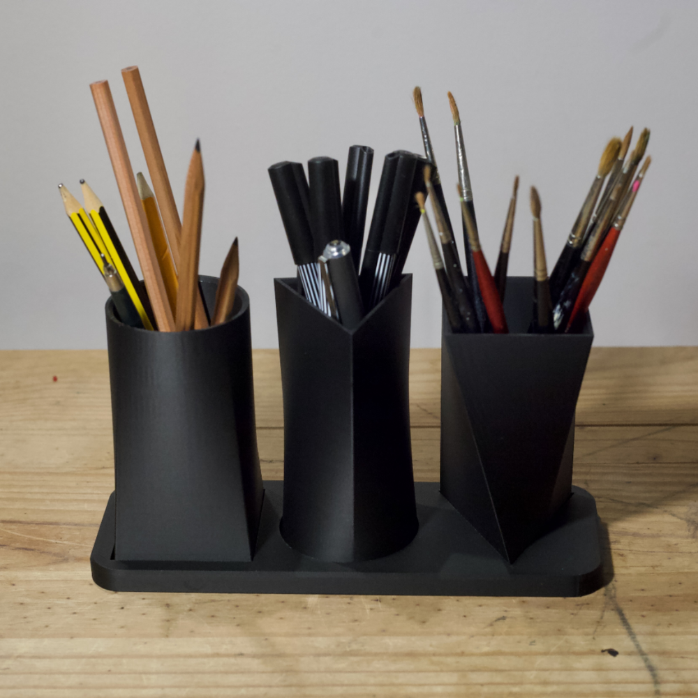 1 3D Printed Shaped Pots Pen Holder for Office Desk, Factory Workstation, School, Home, Industrial Table, Study Table, Creative Studio, Workshop, Corporate Desk, Gift Item - Image 1