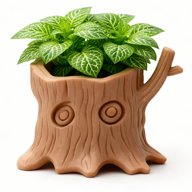 Stump Succulent Planter – 3D Printed Desk Plant Pot, Office Table Decor, Corporate Gift, Employee Welcome Gift, IT Company Gift, Industrial Office Decor, Business Branding Gift, Conference Giveaway, Eco Friendly Desk Planter - Image 3