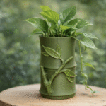 Bamboo Style 3D Printed Pen Holder, Desk Organizer, Plant Pot, Office Table Decor, Stationery Stand, Home Office Accessory, Corporate Gift, Festival Gift, Return Gift, Desktop Storage, Study Table Organizer