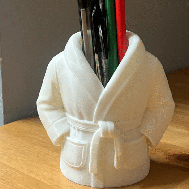 Dressing Gown Pen Pot With Pockets – Office Desk Organizer, Corporate Gift, HR Joining Kit Item, Doctor Gift, Teacher Gift, Engineer Gift, Reception Desk Holder, Hospital Desk Decor, Clinic Pen Stand, Office Table Accessories, 3D Printed Utility Gift - Image 3