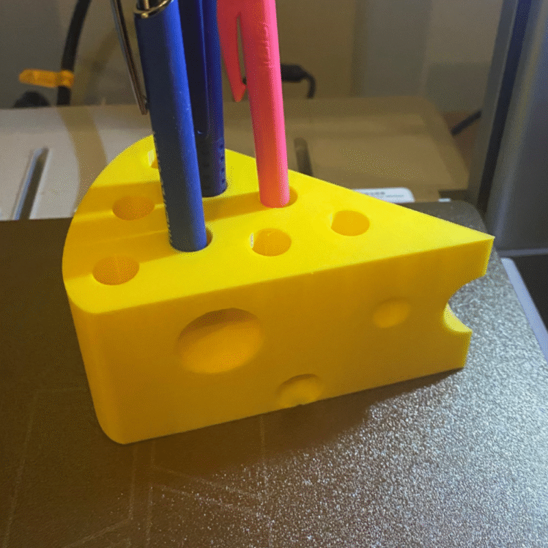 Cheese Slice Pen Holder, Desk Organizer, Office Stationery Stand, Tabletop Organizer, Corporate Gift, Promotional Gift, Kids Desk Accessory, School Stationery Holder, Home Office Decor, Restaurant Counter Decor, Cafe Table Organizer, Food Theme Gift, 3D Printed Pen Holder - Image 3