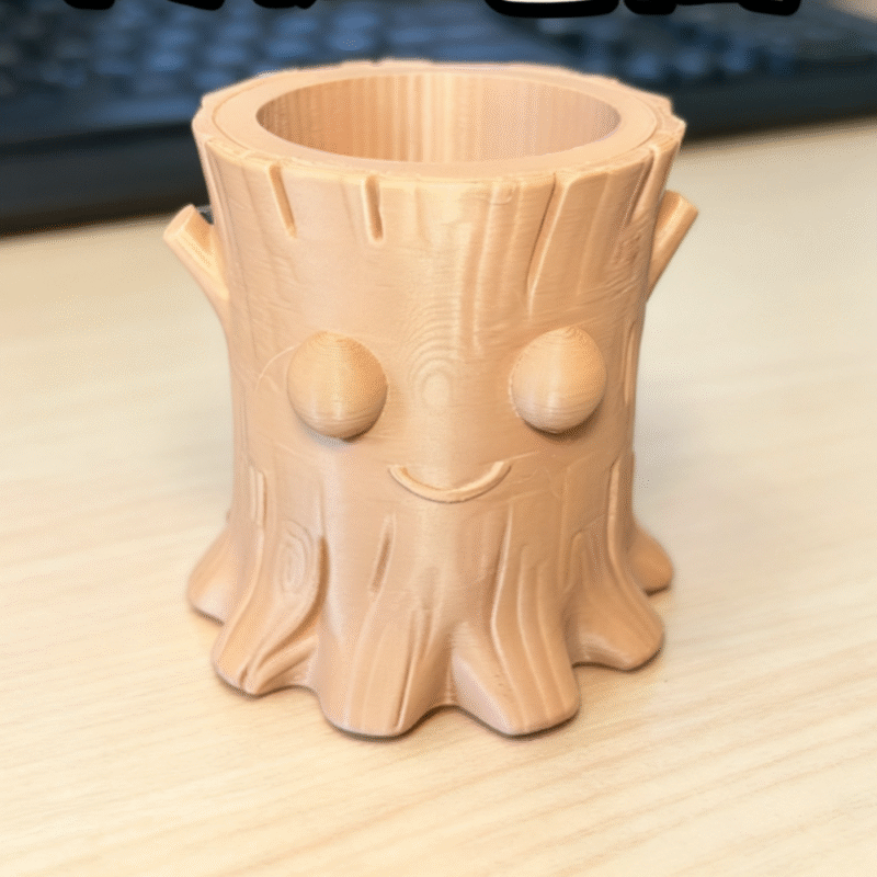 Stump Shaped 3D Printed Pen Holder, Makeup Brush Stand, Desk Organizer, Mini Planter, Office Table Decor, Corporate Gift, Employee Welcome Gift, Promotional Business Gift, Desktop Storage for IT, Startup, Office, School and Home - Image 3